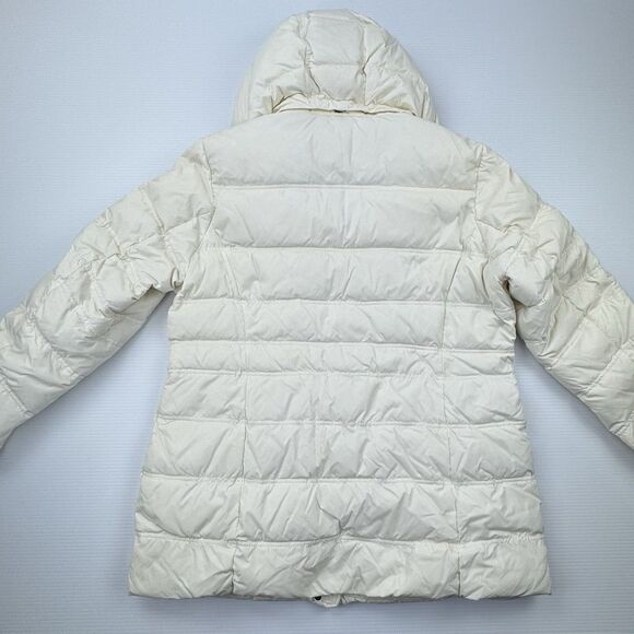 Lands’ End Women’s XL 18-20 Cream Down Puffer Jacket Hooded Winter Coat Warm - Picture 4 of 10